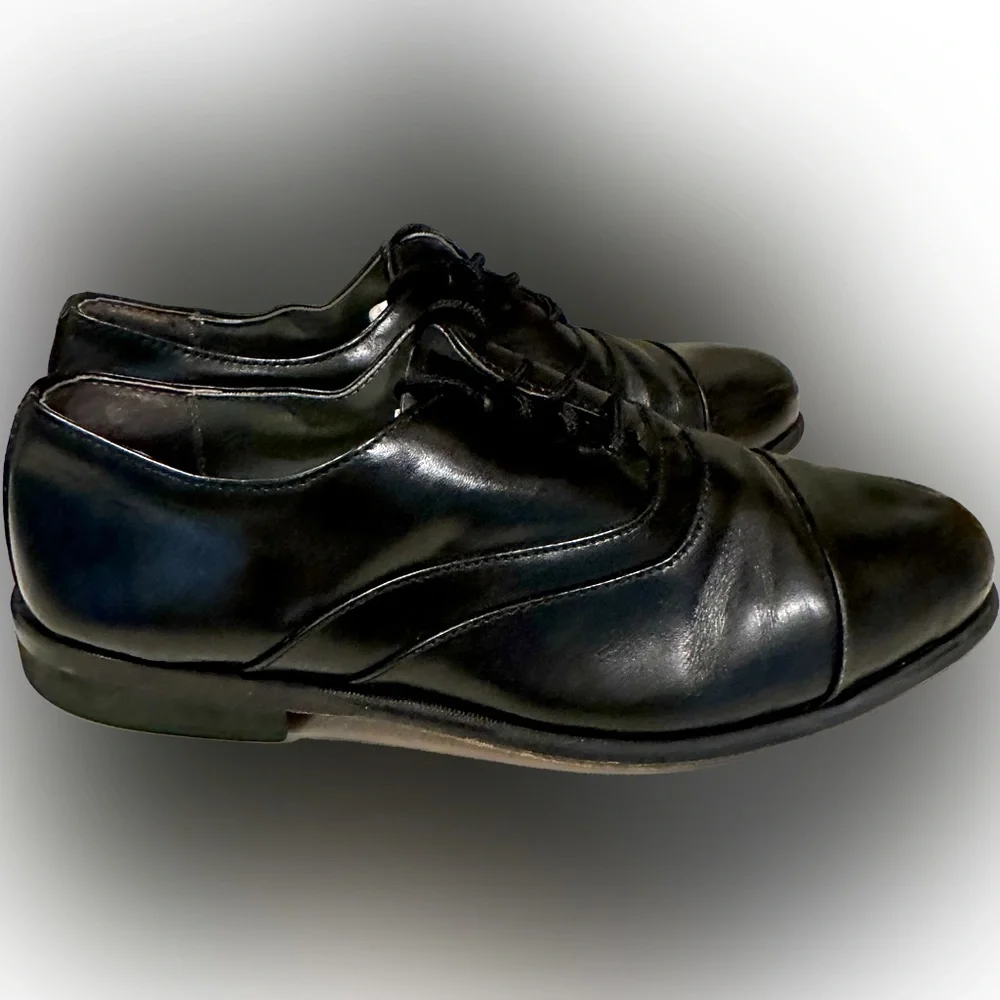 STACY ADAMS BLACK LEATHER LACE UP DRESS DANCE SHOE SZ: 5.5W CHURCH CASUAL STREET